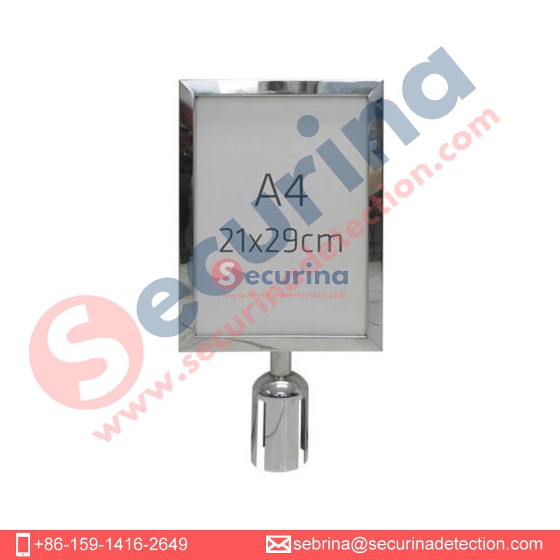 Securina-stainless steel A3 A4 Stanchion pole sign holder frame